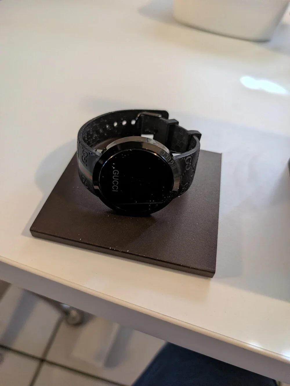 Gucci Black LED Watch with Signature Web Stripe